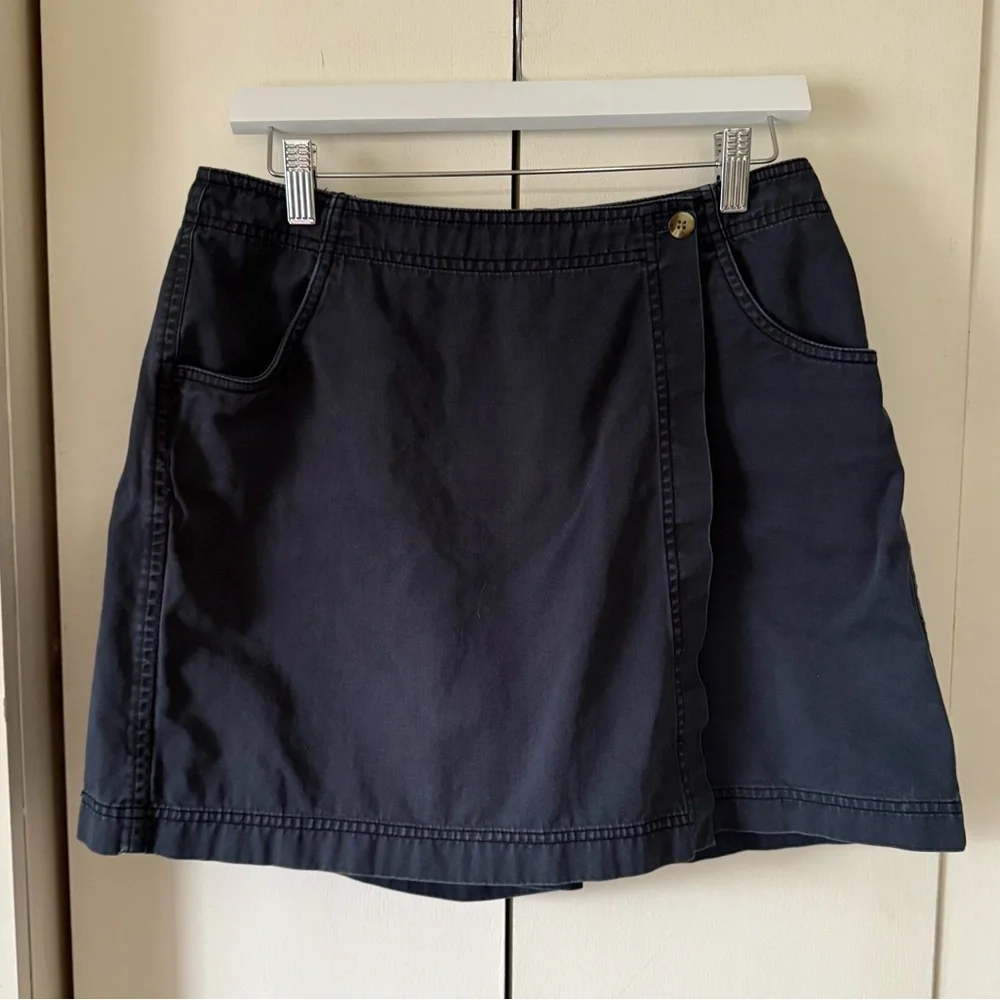 Vintage Rafaella Navy Wrap Skirt Skort with Button Detail Size 10 100% Cotton - Picture 3 of 6